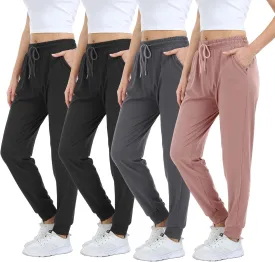 4 Pack Women's Lightweight Sweatpants with Pockets for Running Yoga Workout