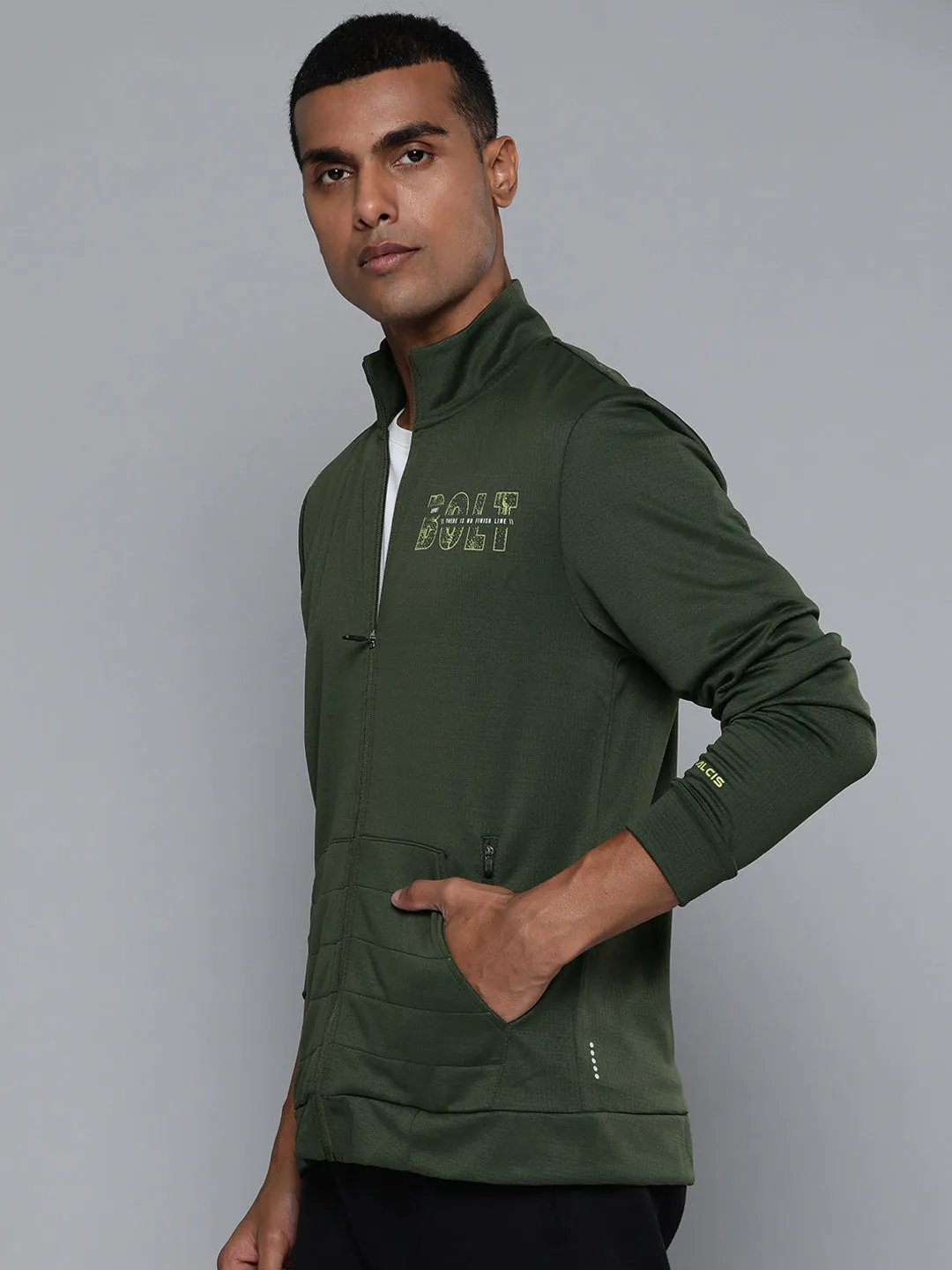 Alcis Men Olive Running Bomber Jacket