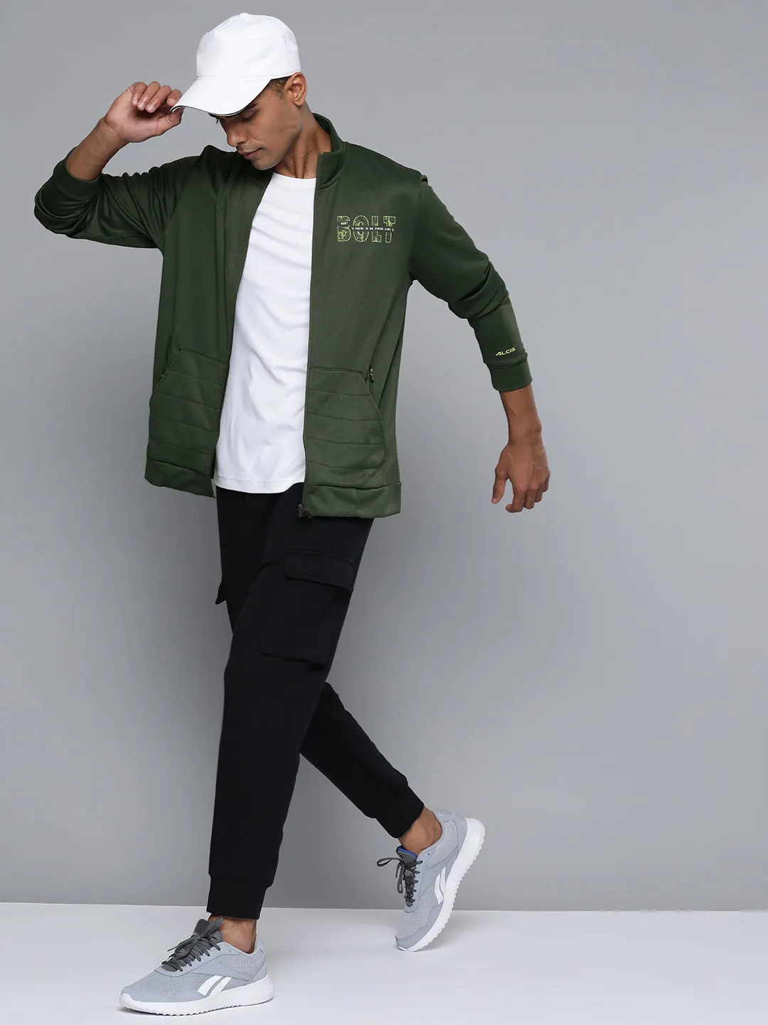 Alcis Men Olive Running Bomber Jacket