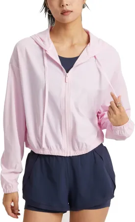 altiland Women's UPF 50  Sun Protection Cropped Jackets Zip Up Cooling Shirt Athletic Workout Running Hoodie