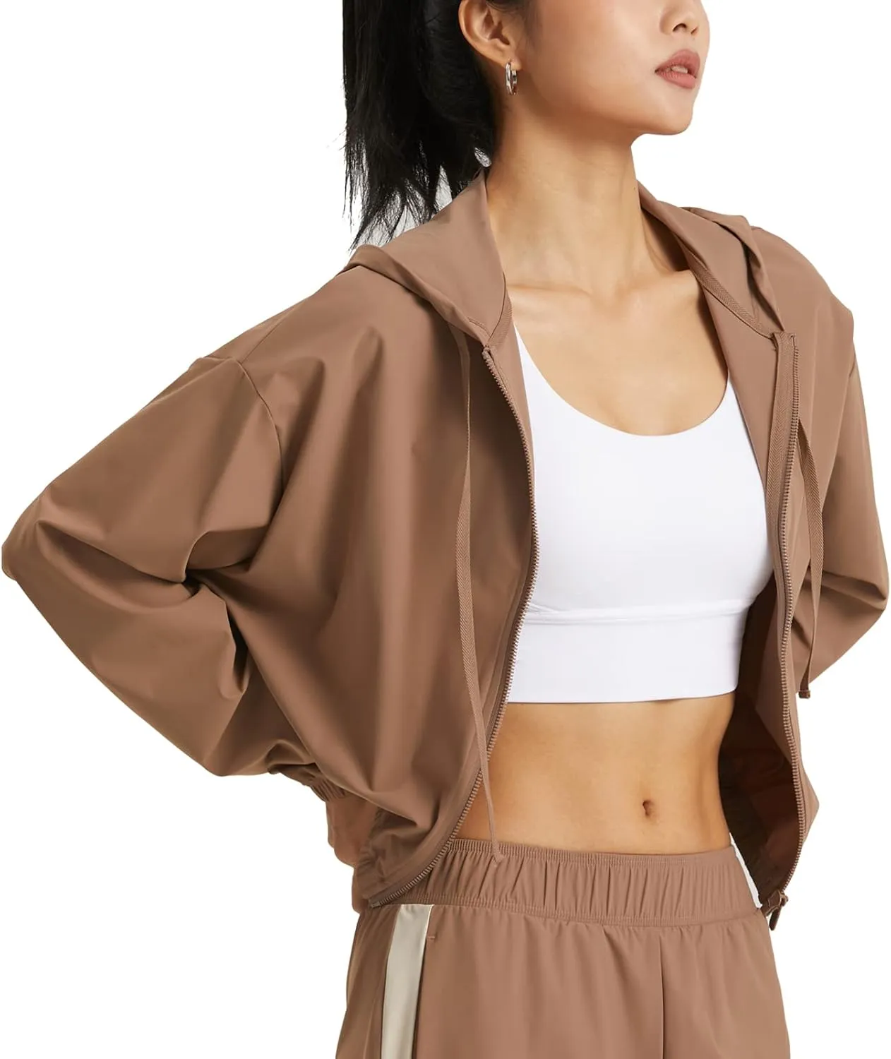 altiland Women's UPF 50  Sun Protection Cropped Jackets Zip Up Cooling Shirt Athletic Workout Running Hoodie