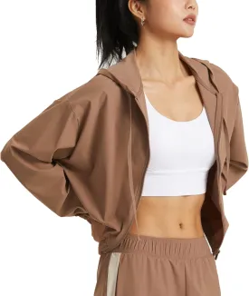 altiland Women's UPF 50  Sun Protection Cropped Jackets Zip Up Cooling Shirt Athletic Workout Running Hoodie