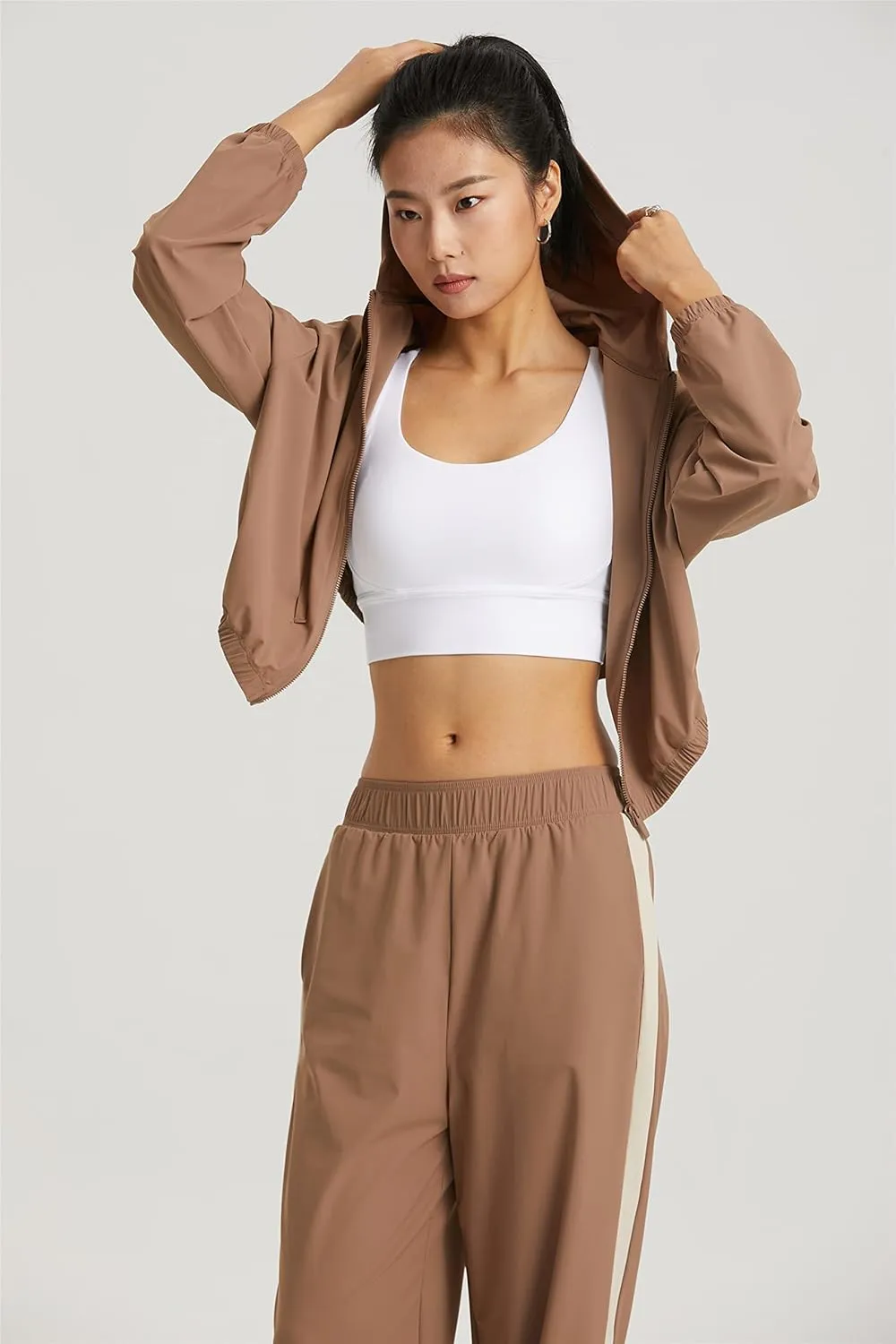 altiland Women's UPF 50  Sun Protection Cropped Jackets Zip Up Cooling Shirt Athletic Workout Running Hoodie