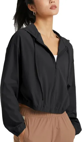 altiland Women's UPF 50  Sun Protection Cropped Jackets Zip Up Cooling Shirt Athletic Workout Running Hoodie
