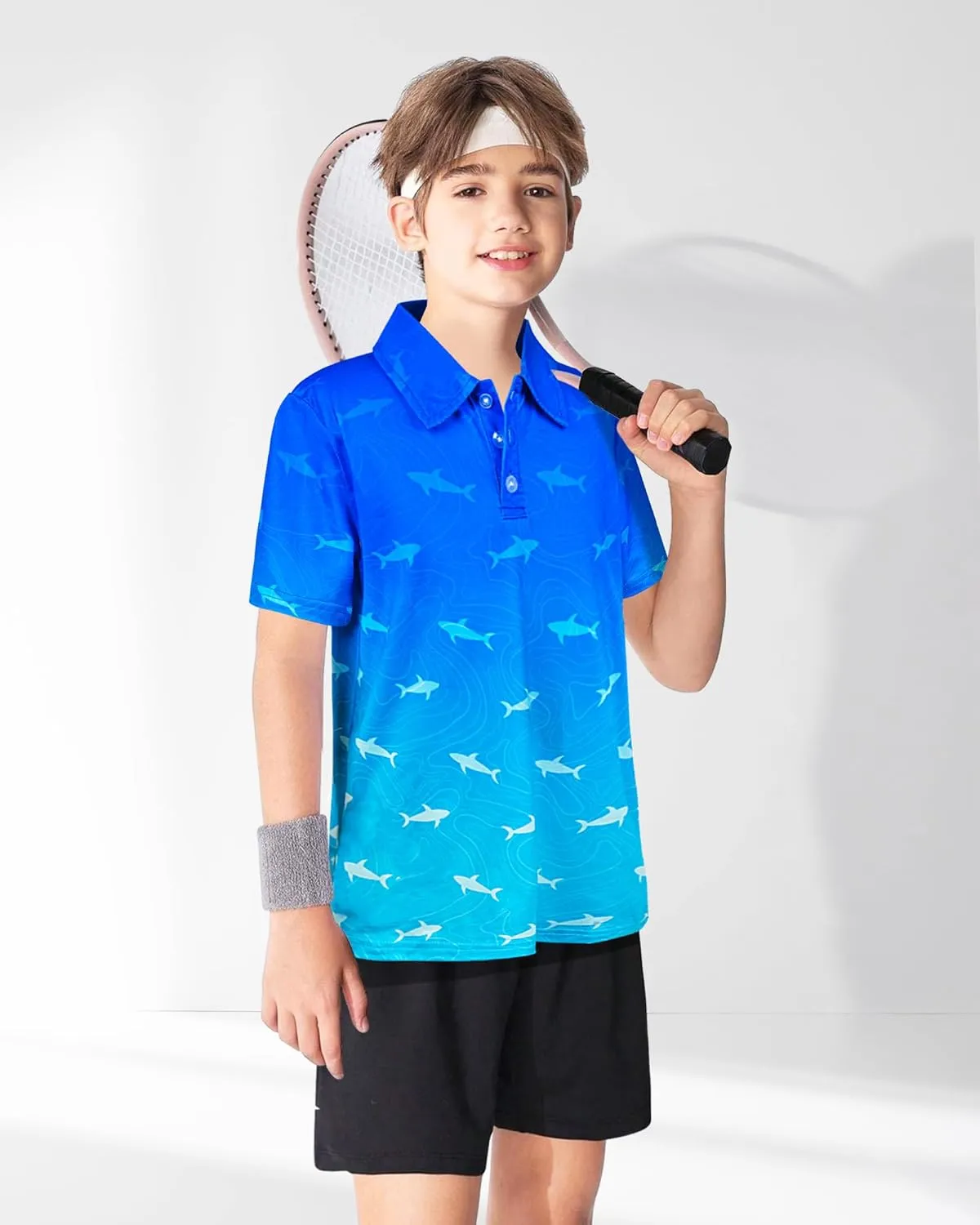 Boys Polo Shirt Golf Short Sleeve Hawaiian School Uniform Shirts for Boys Kids 5-14 Years