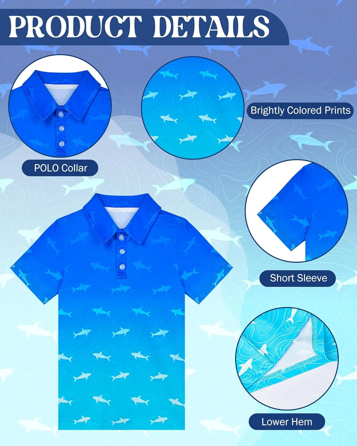 Boys Polo Shirt Golf Short Sleeve Hawaiian School Uniform Shirts for Boys Kids 5-14 Years