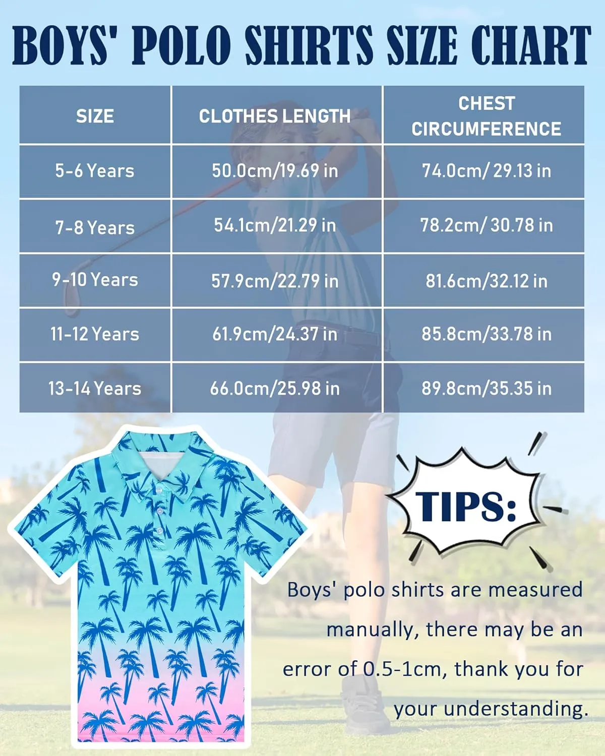 Boys Polo Shirt Golf Short Sleeve Hawaiian School Uniform Shirts for Boys Kids 5-14 Years