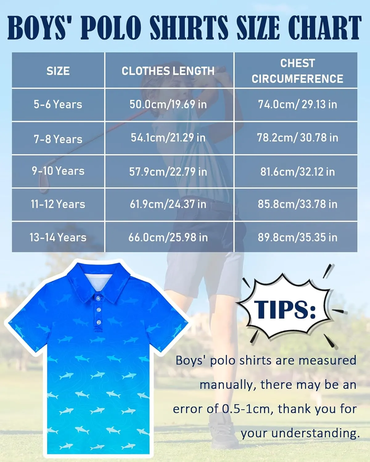 Boys Polo Shirt Golf Short Sleeve Hawaiian School Uniform Shirts for Boys Kids 5-14 Years
