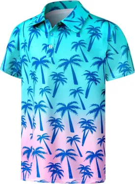 Boys Polo Shirt Golf Short Sleeve Hawaiian School Uniform Shirts for Boys Kids 5-14 Years