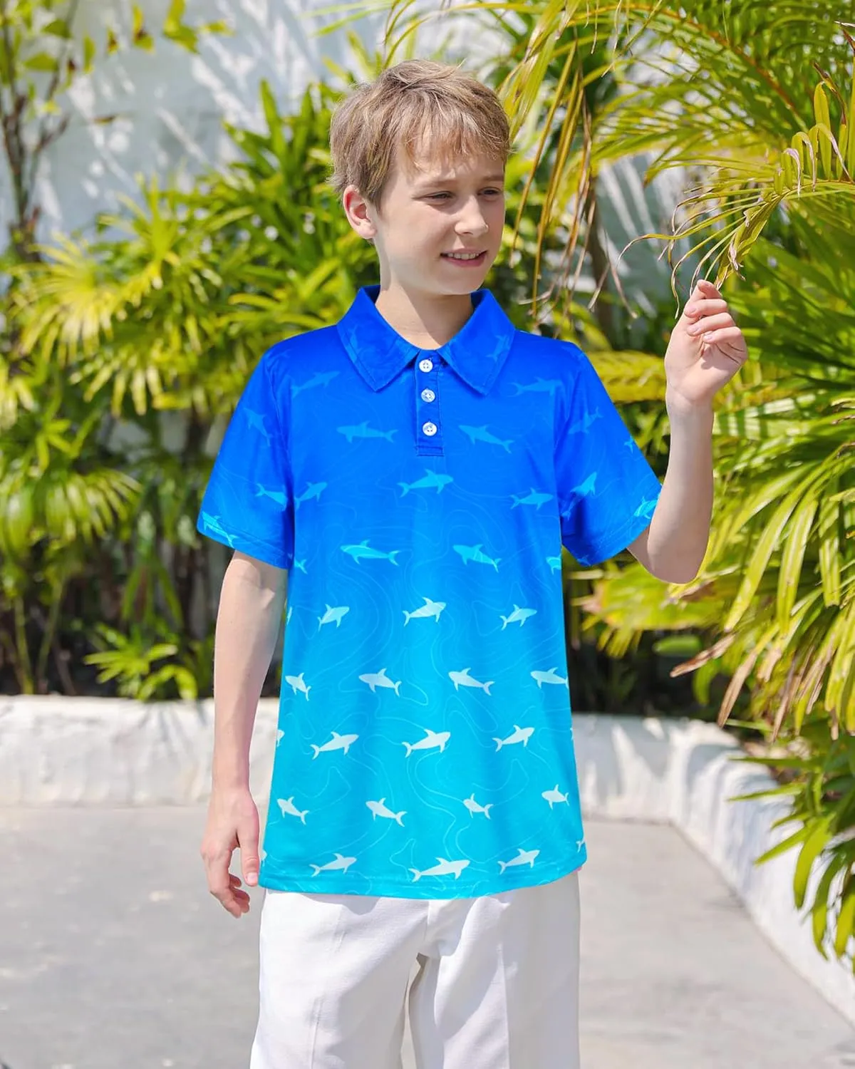 Boys Polo Shirt Golf Short Sleeve Hawaiian School Uniform Shirts for Boys Kids 5-14 Years
