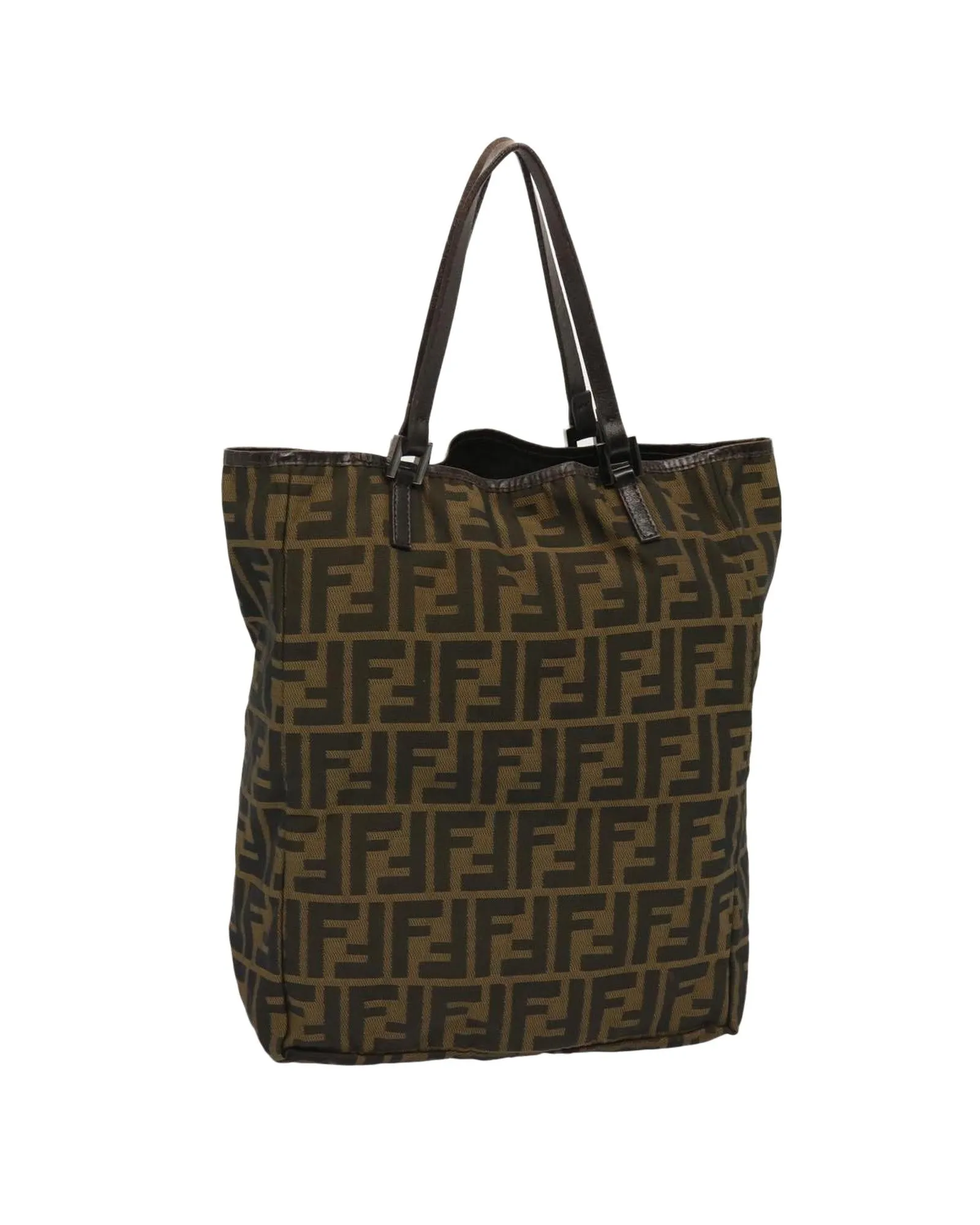 Canvas Brown Hand Bag with Zucca Pattern - Authentic Fendi