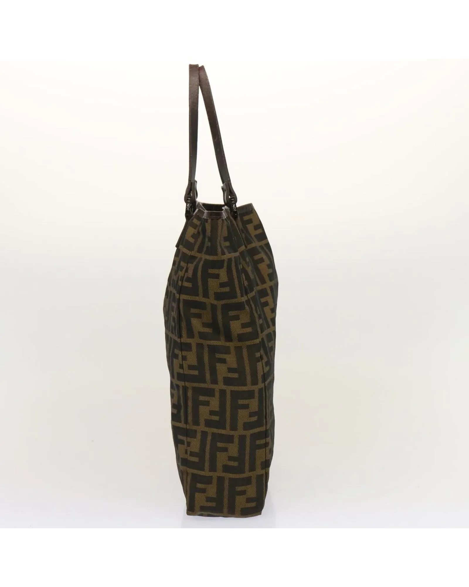 Canvas Brown Hand Bag with Zucca Pattern - Authentic Fendi