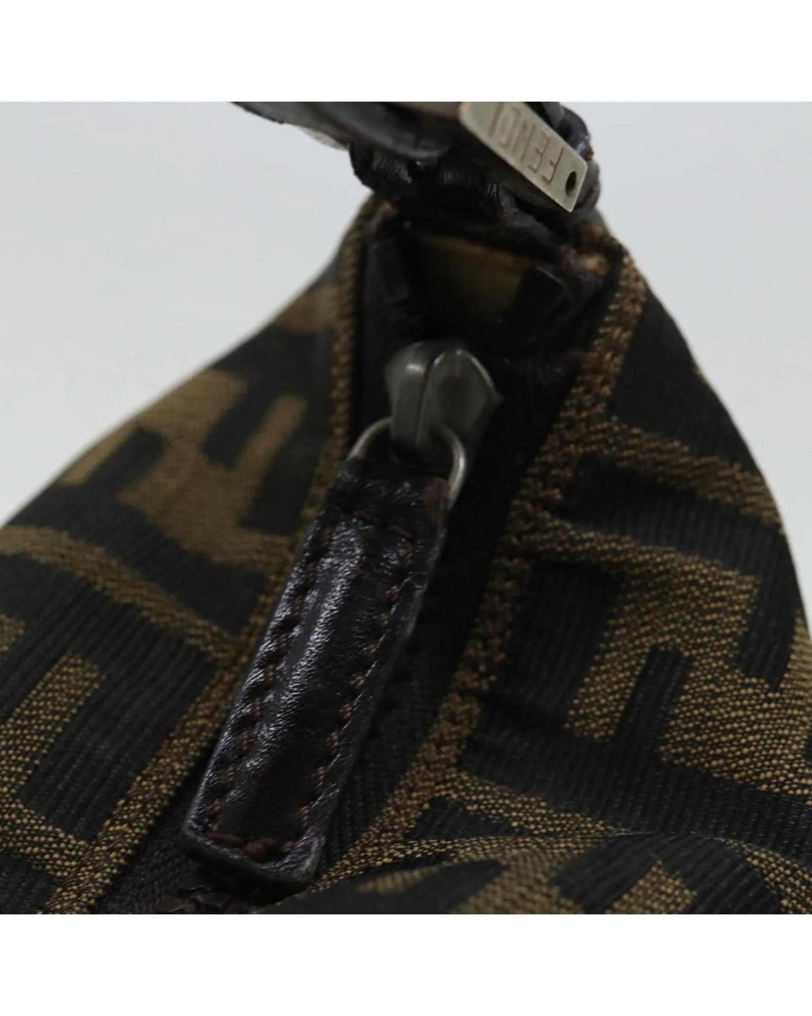Canvas Brown Hand Bag with Zucca Pattern by Italian Designer
