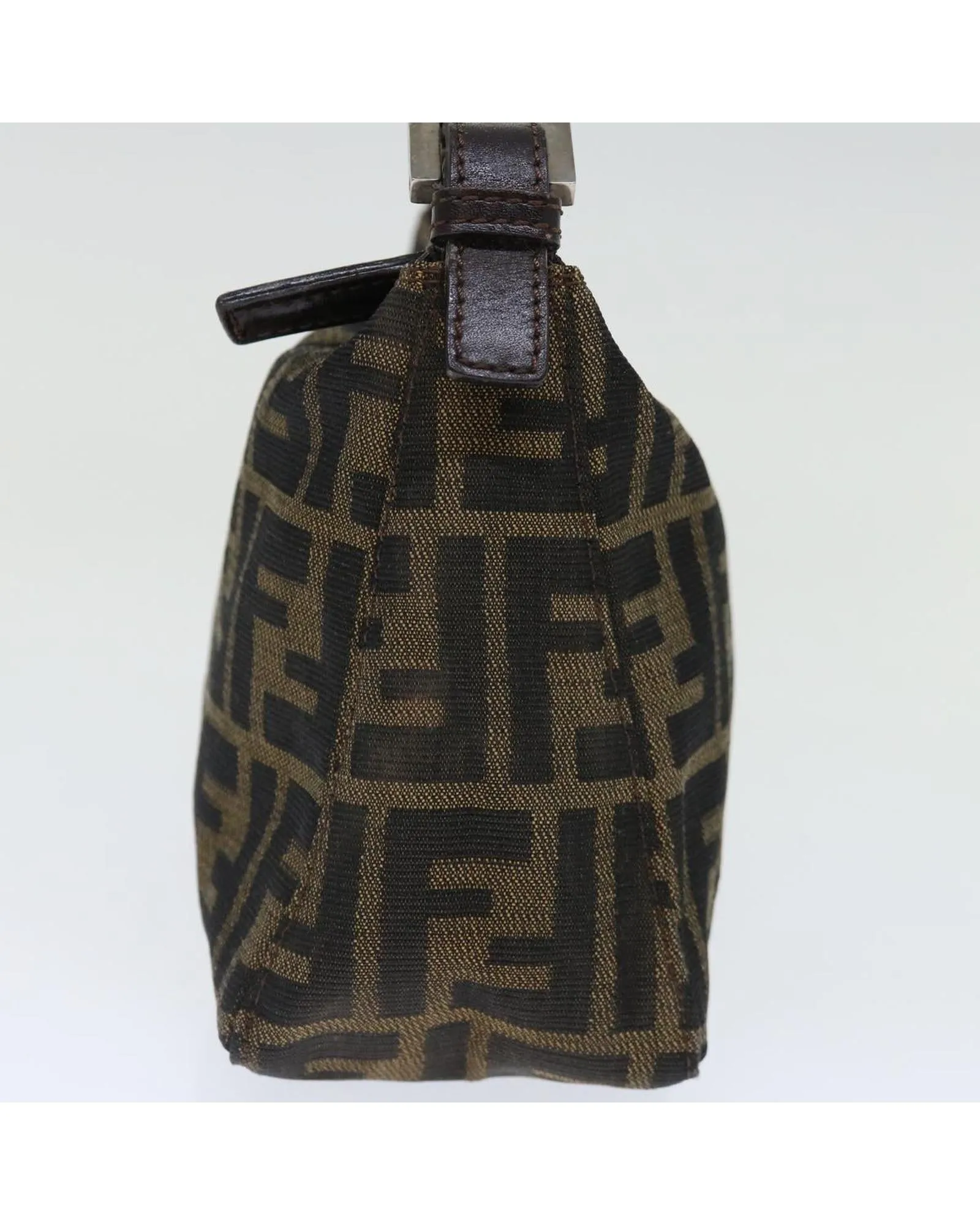 Canvas Brown Hand Bag with Zucca Pattern by Italian Designer