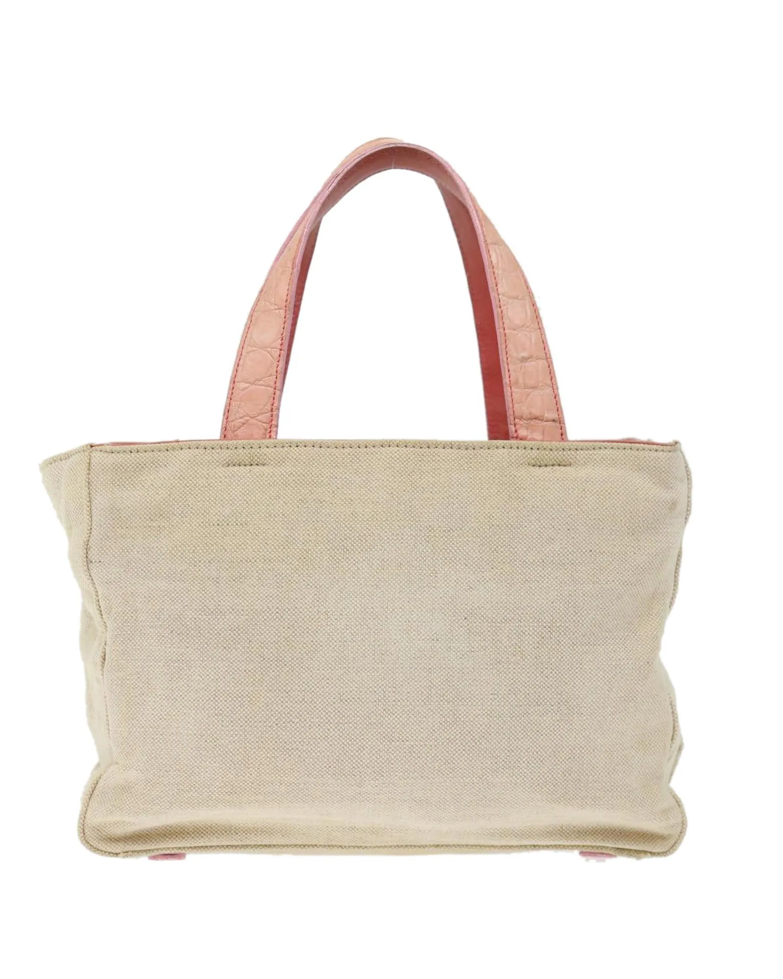 Canvas Hand Bag with Pink Beige Color by Italian Designer