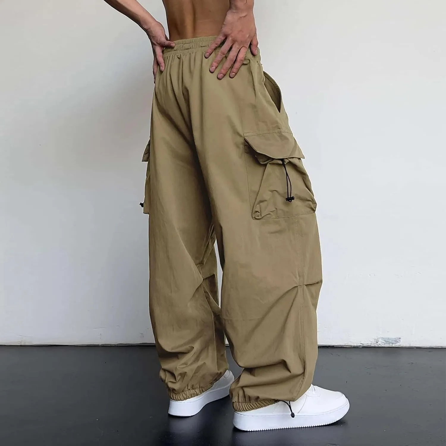 Cargo Pants for Men Baggy, Men's Baggy Cargo Pants Trendy Casual Parachute Pant Loose Fit Harem Joggers with Pockets