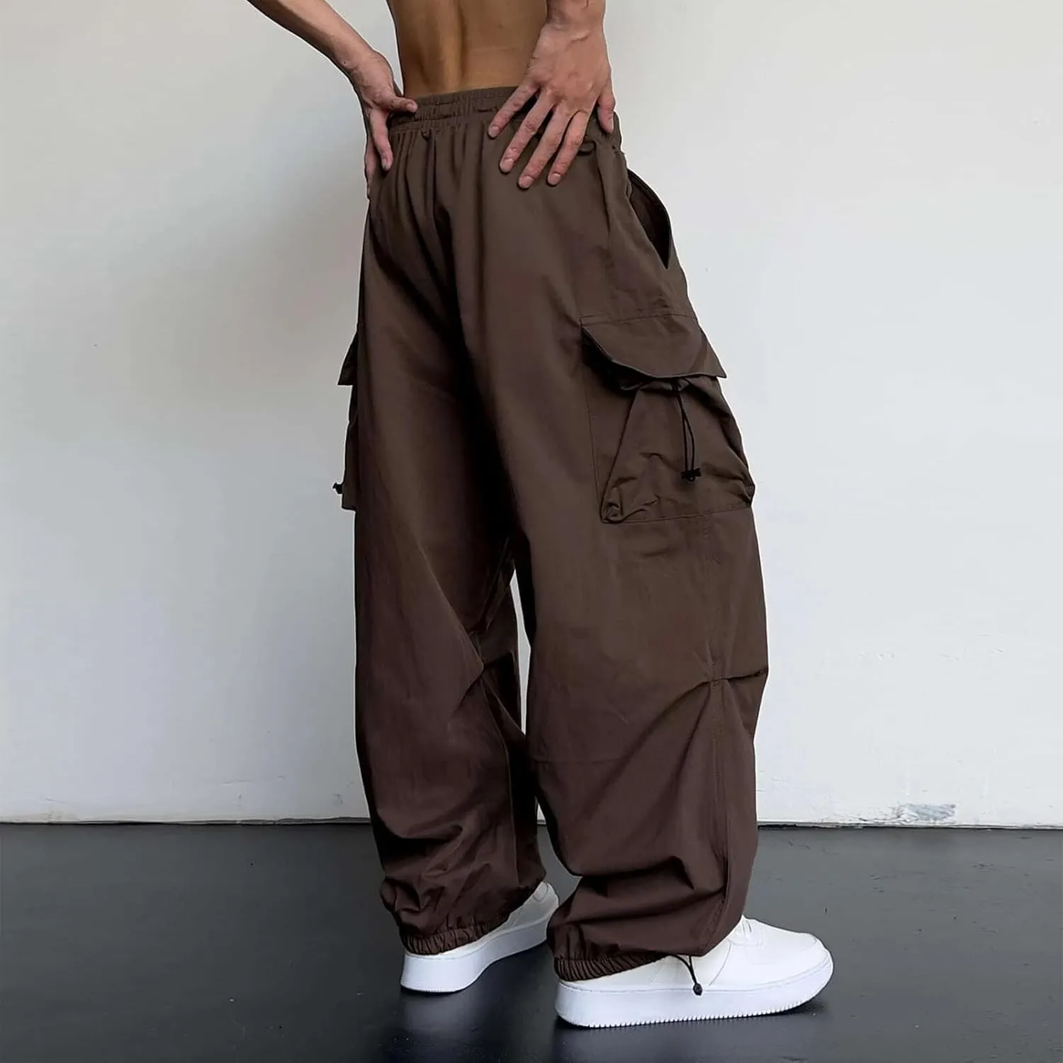 Cargo Pants for Men Baggy, Men's Baggy Cargo Pants Trendy Casual Parachute Pant Loose Fit Harem Joggers with Pockets