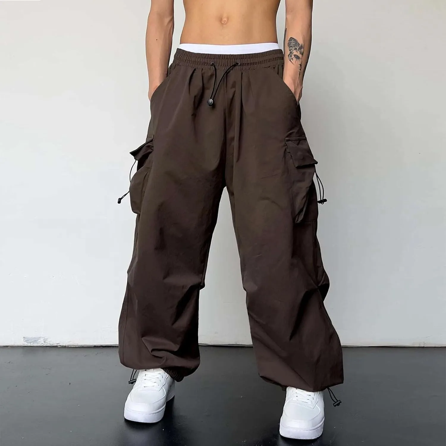 Cargo Pants for Men Baggy, Men's Baggy Cargo Pants Trendy Casual Parachute Pant Loose Fit Harem Joggers with Pockets