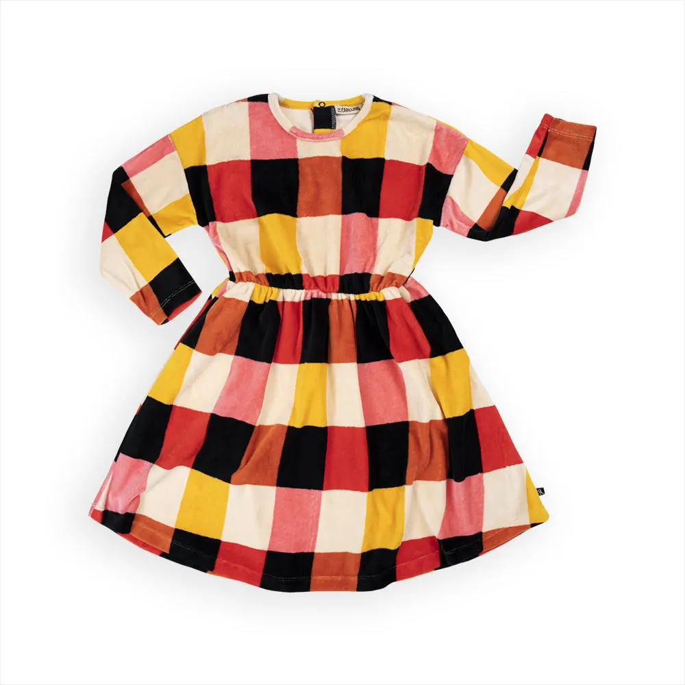 CHE223-CHECKERS DRESS LONGSLEEVES