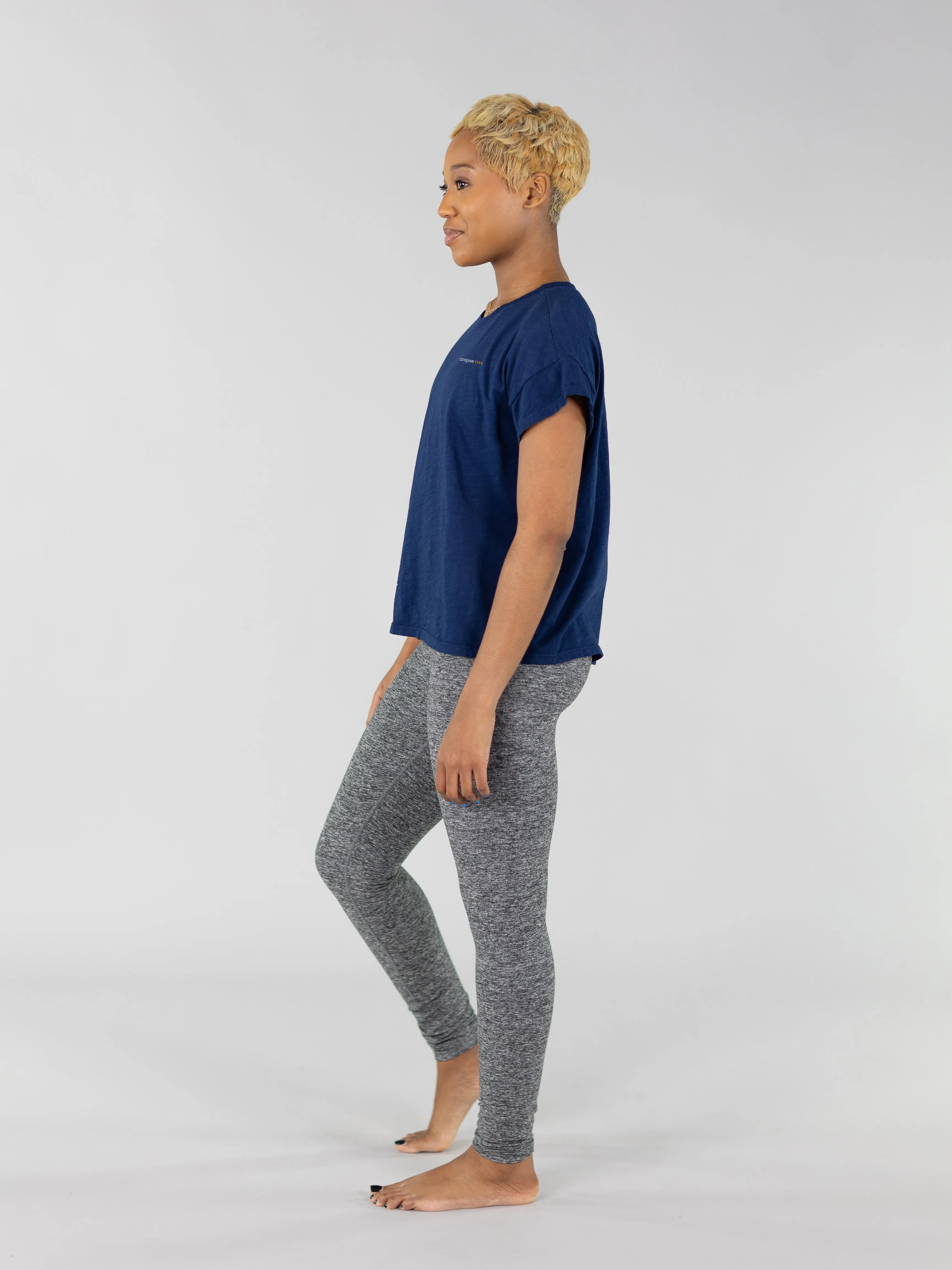 CorePower Yoga Navy Cap Short Sleeve Top