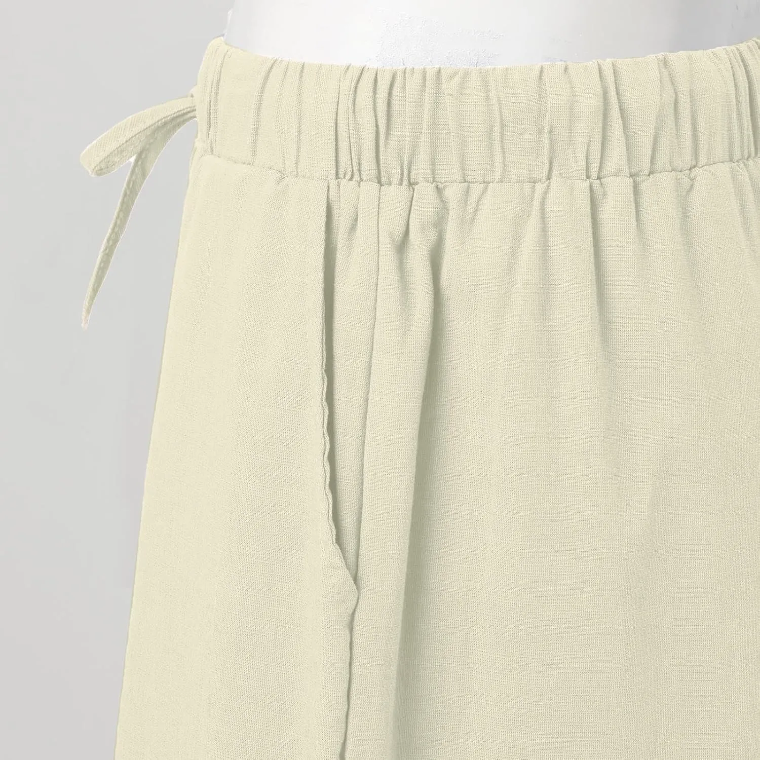 Cotton Linen Pants Men Casual Drawstring Elastic Waist Harem Plus Size Capris Lightweight Yoga Hippie Baggy Trousers