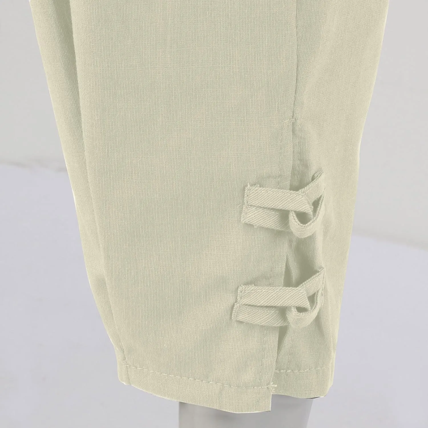 Cotton Linen Pants Men Casual Drawstring Elastic Waist Harem Plus Size Capris Lightweight Yoga Hippie Baggy Trousers