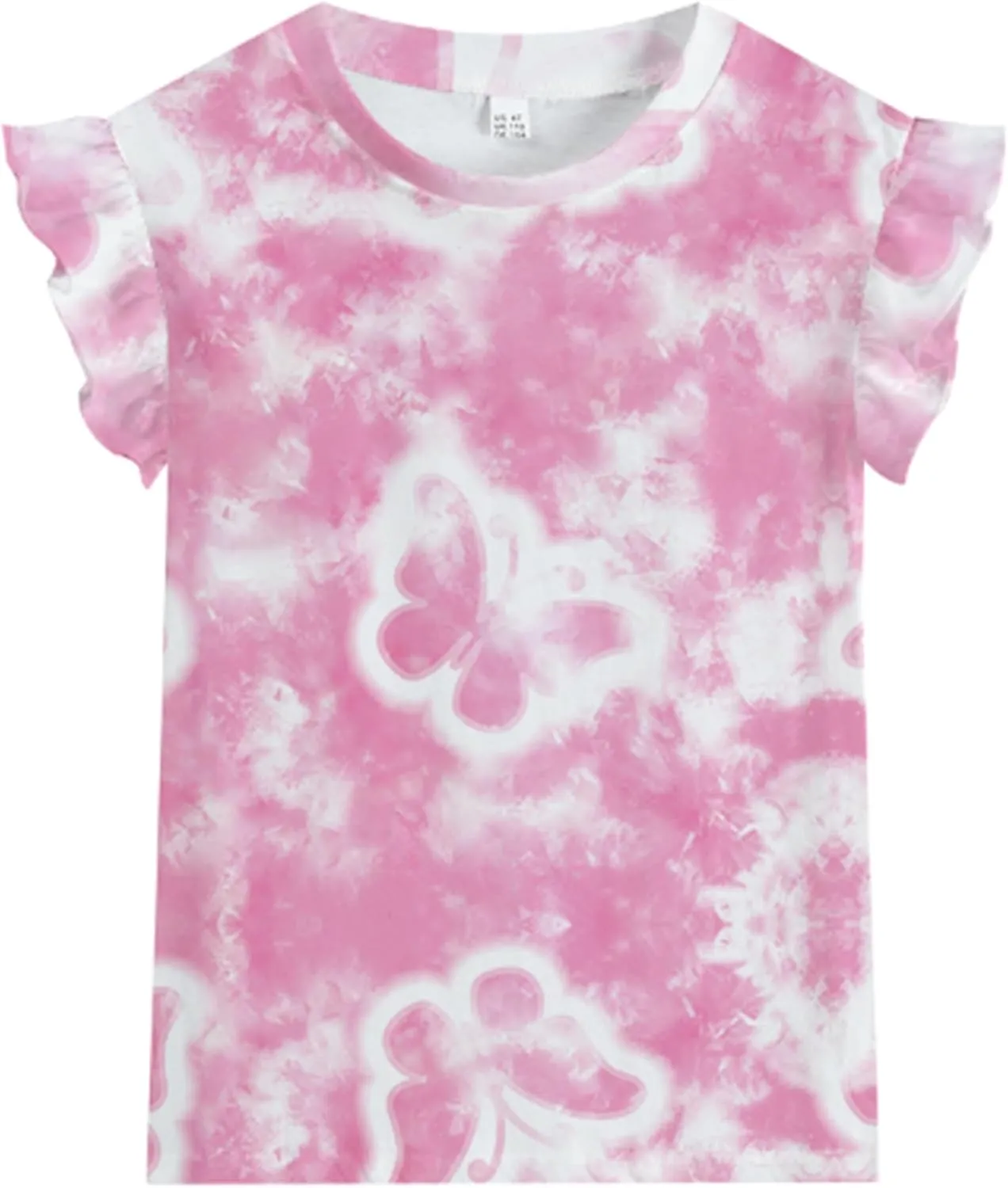 DDSOL T-Shirts Baby Girls Ruffle Sleeve Shirts Summer Toddler Cotton Tees Kids Graphic Tank Tops 2-7 Years
