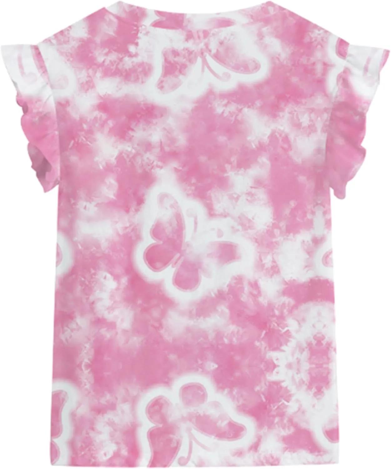 DDSOL T-Shirts Baby Girls Ruffle Sleeve Shirts Summer Toddler Cotton Tees Kids Graphic Tank Tops 2-7 Years