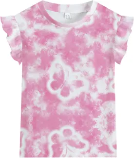 DDSOL T-Shirts Baby Girls Ruffle Sleeve Shirts Summer Toddler Cotton Tees Kids Graphic Tank Tops 2-7 Years