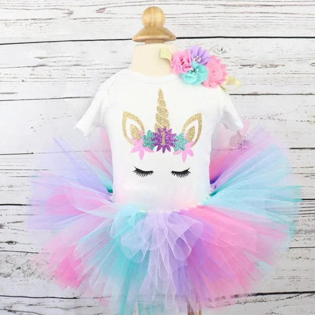 deanwangkt My Little Baby Girl First 1st Birthday Party Dress Cute Pink Tutu Cake Outfits Infant Dresses Baby Girls Baptism Clothes 0-12M