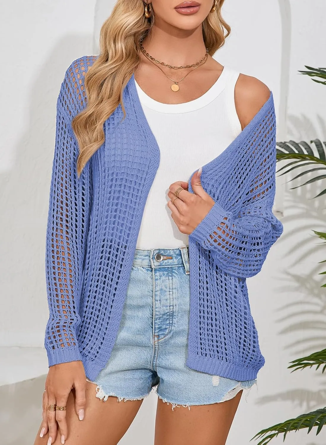 Dokotoo Womens Crochet Cardigan Sweater Boho Cover-ups Oversized Open Front Tunic Summer Outwear