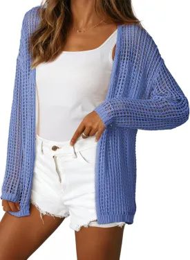 Dokotoo Womens Crochet Cardigan Sweater Boho Cover-ups Oversized Open Front Tunic Summer Outwear