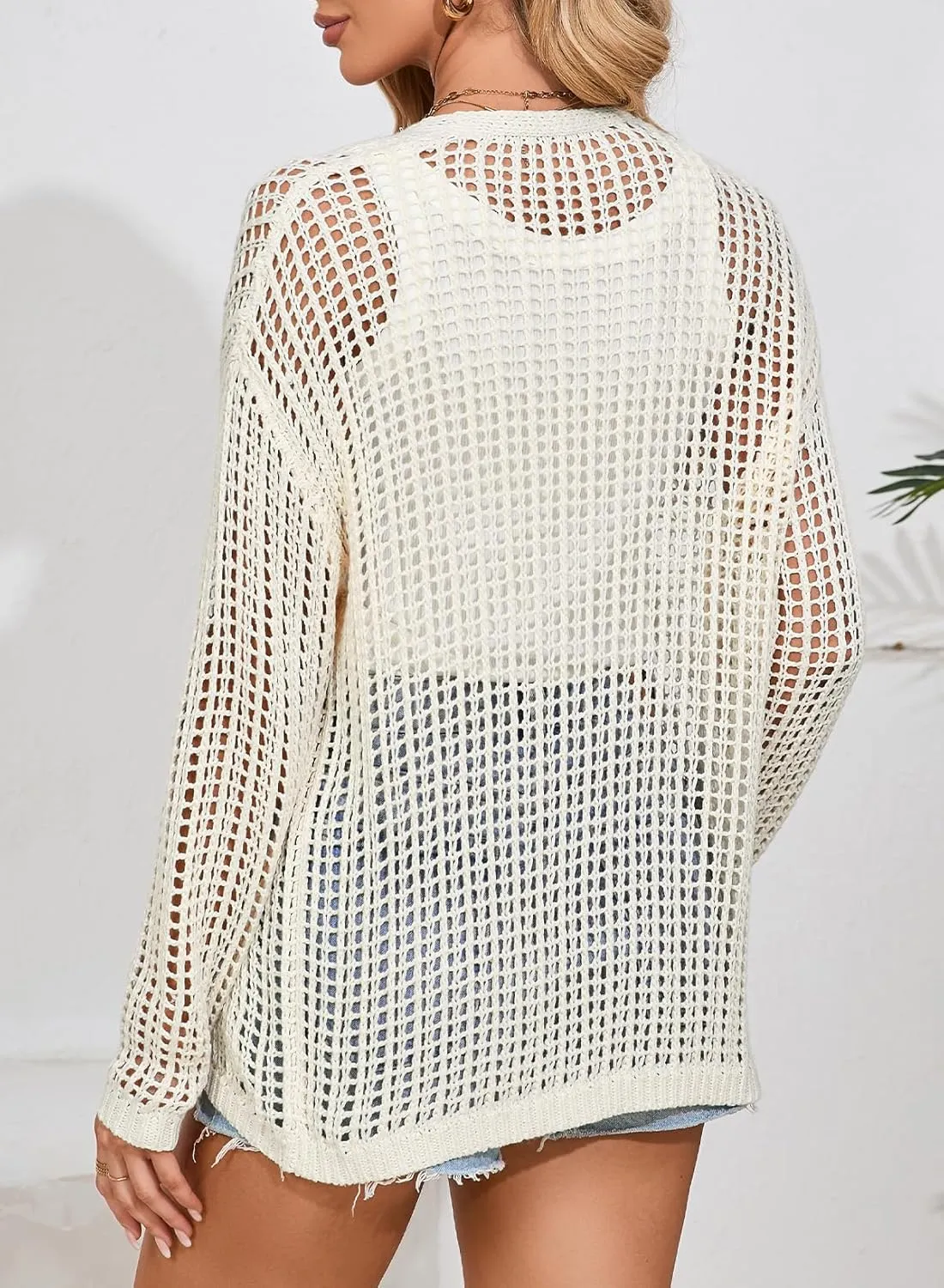 Dokotoo Womens Crochet Cardigan Sweater Boho Cover-ups Oversized Open Front Tunic Summer Outwear