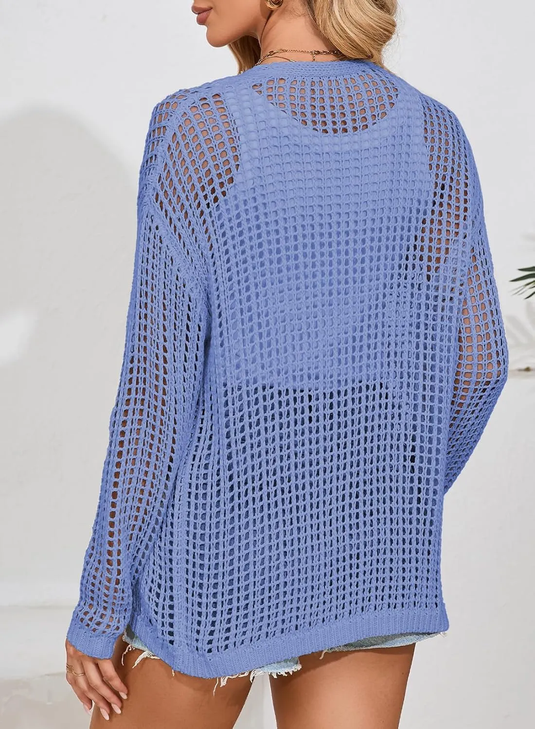 Dokotoo Womens Crochet Cardigan Sweater Boho Cover-ups Oversized Open Front Tunic Summer Outwear