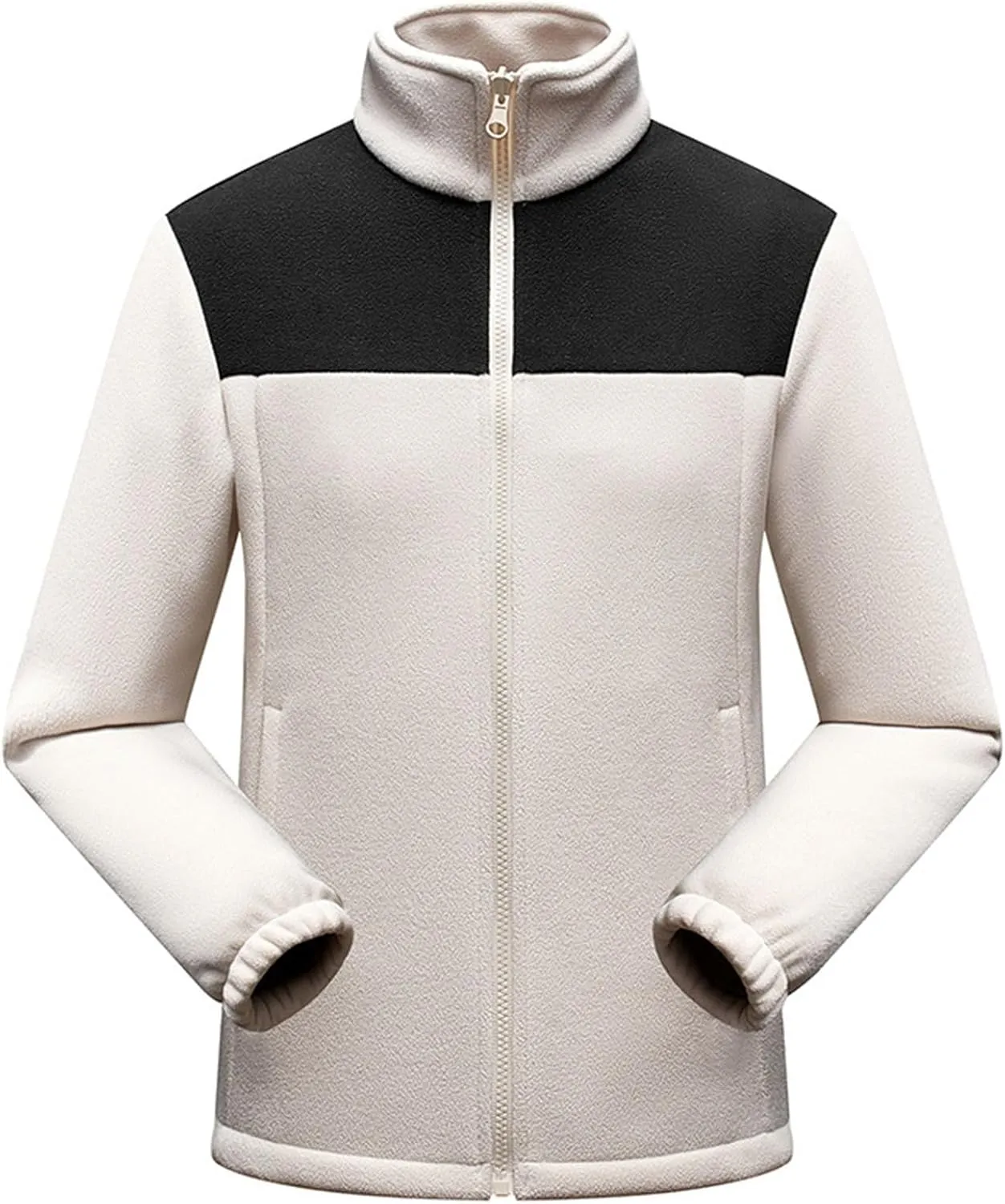 Fleece Jackets for Men Full Zip Lightweight Warm Winter Soft Coats Fashion Color Block Outdoor Hiking Jackets
