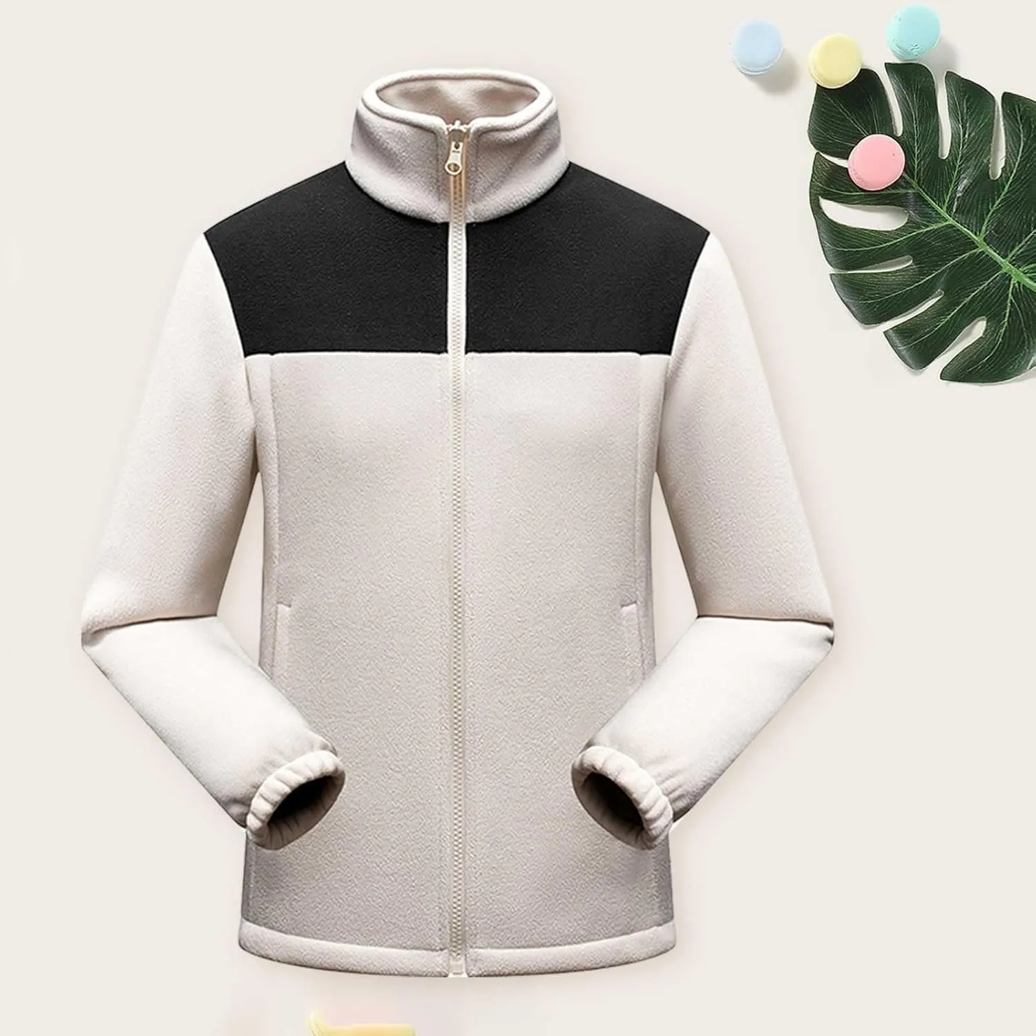 Fleece Jackets for Men Full Zip Lightweight Warm Winter Soft Coats Fashion Color Block Outdoor Hiking Jackets