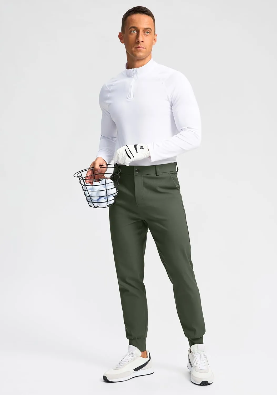 G Gradual Men's Golf Joggers Pants 4 Pockets with Belt Loops 28" Stretch Slim Fit Dress Joggers for Men Casual Travel