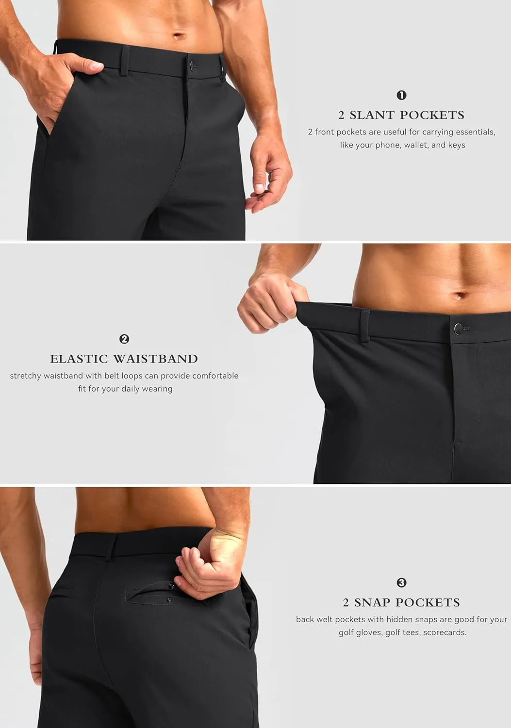 G Gradual Men's Golf Joggers Pants 4 Pockets with Belt Loops 28" Stretch Slim Fit Dress Joggers for Men Casual Travel