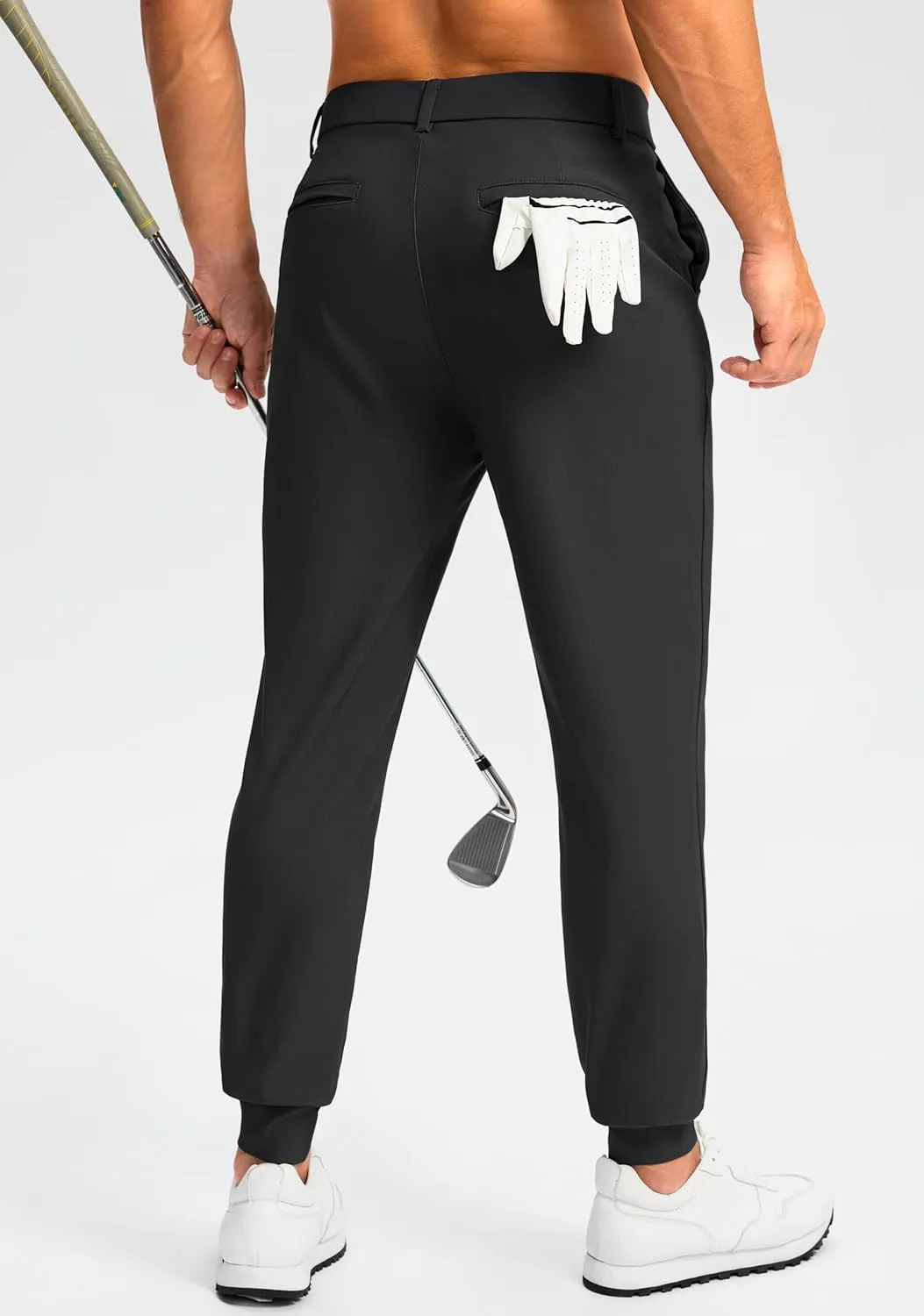 G Gradual Men's Golf Joggers Pants 4 Pockets with Belt Loops 28" Stretch Slim Fit Dress Joggers for Men Casual Travel