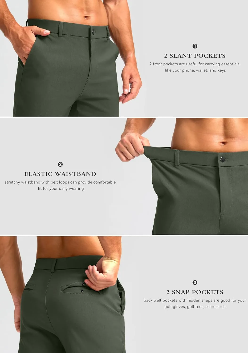 G Gradual Men's Golf Joggers Pants 4 Pockets with Belt Loops 28" Stretch Slim Fit Dress Joggers for Men Casual Travel