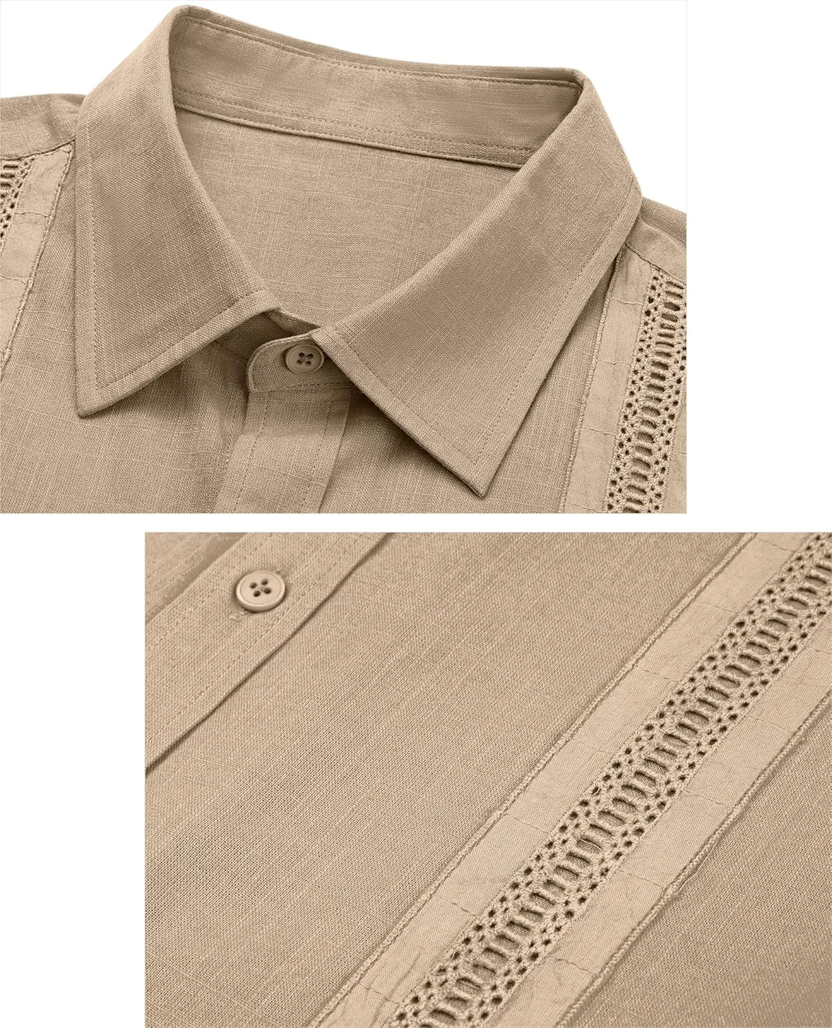 Guayabera Linen Shirts for Men Short Sleeve Button Down Shirt Hawaiian Shirt Cuban Summer Shirts Beach Shirts