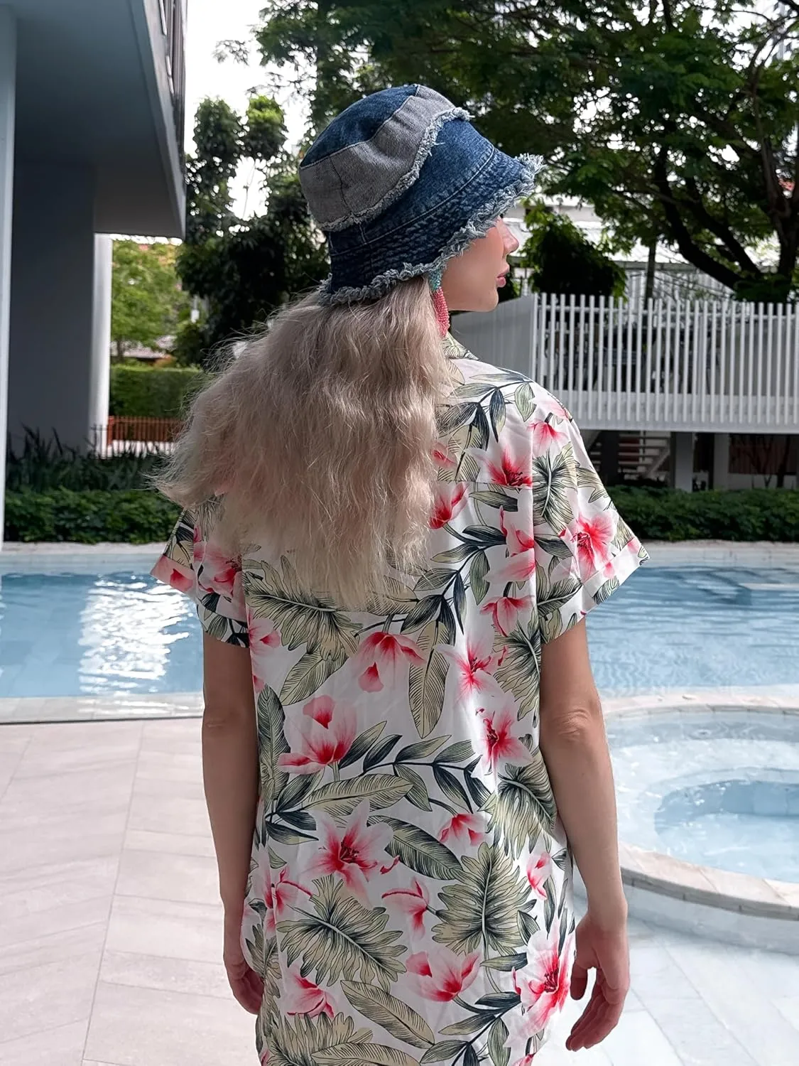 HOTOUCH Hawaiian Shirts for Women Summer Cool Hawaii Floral Tropic Print Blouses Beach Short Sleeve Button Up Tops
