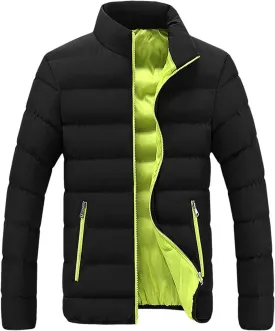 Men Winter Coat Thick Quilted Puffer Jacket Outdoor Ski Jacket Stand Collar Down Jacket Lightweight Packable Puffer Jacket