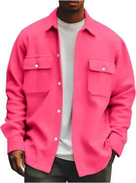 Men's Corduroy Jacket Button Down Shirt Jackets Long Sleeve Graphic Winter Coat Windbreaker Mens Fashion Clothes