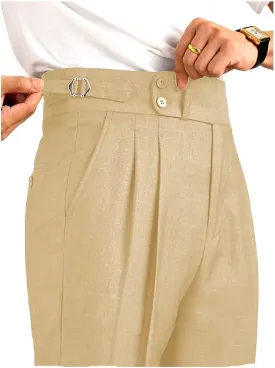 Mens Dress Pants Classic Gurkha Pants Slim Fit Casual Pleated Business Lightweight Trousers