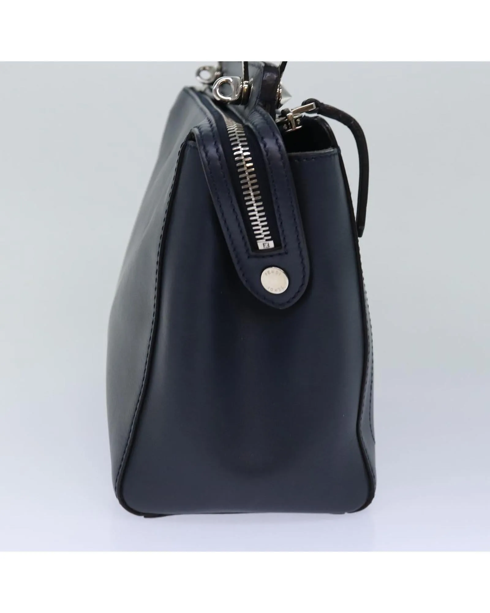 Navy Leather 2-Way Hand Bag by Fendi