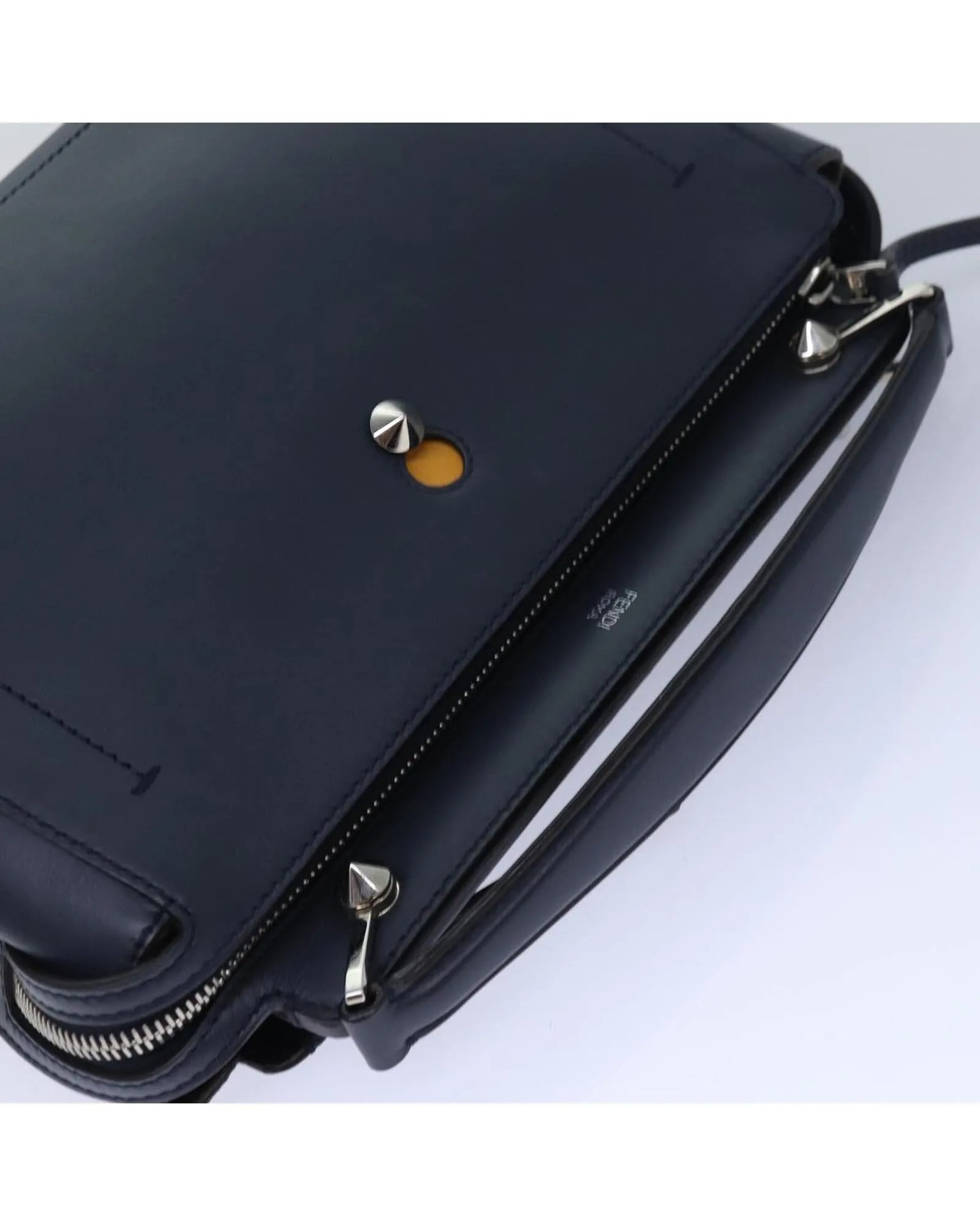 Navy Leather 2-Way Hand Bag by Fendi