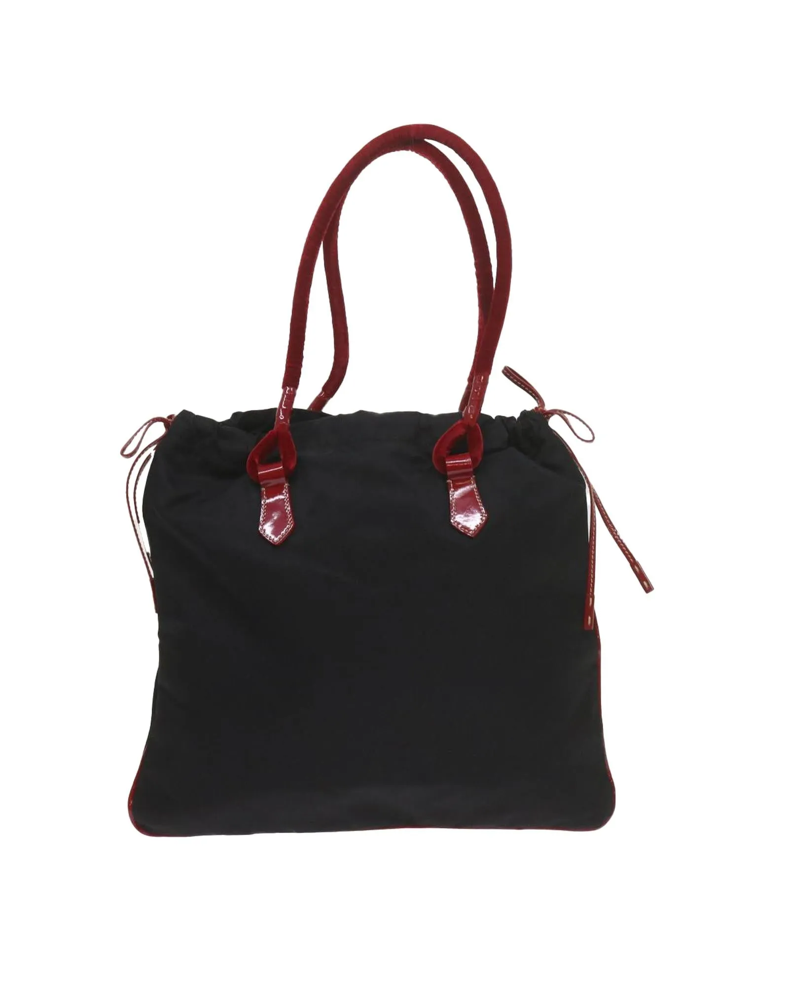 Nylon Black and Red Hand Bag by Italian Designer