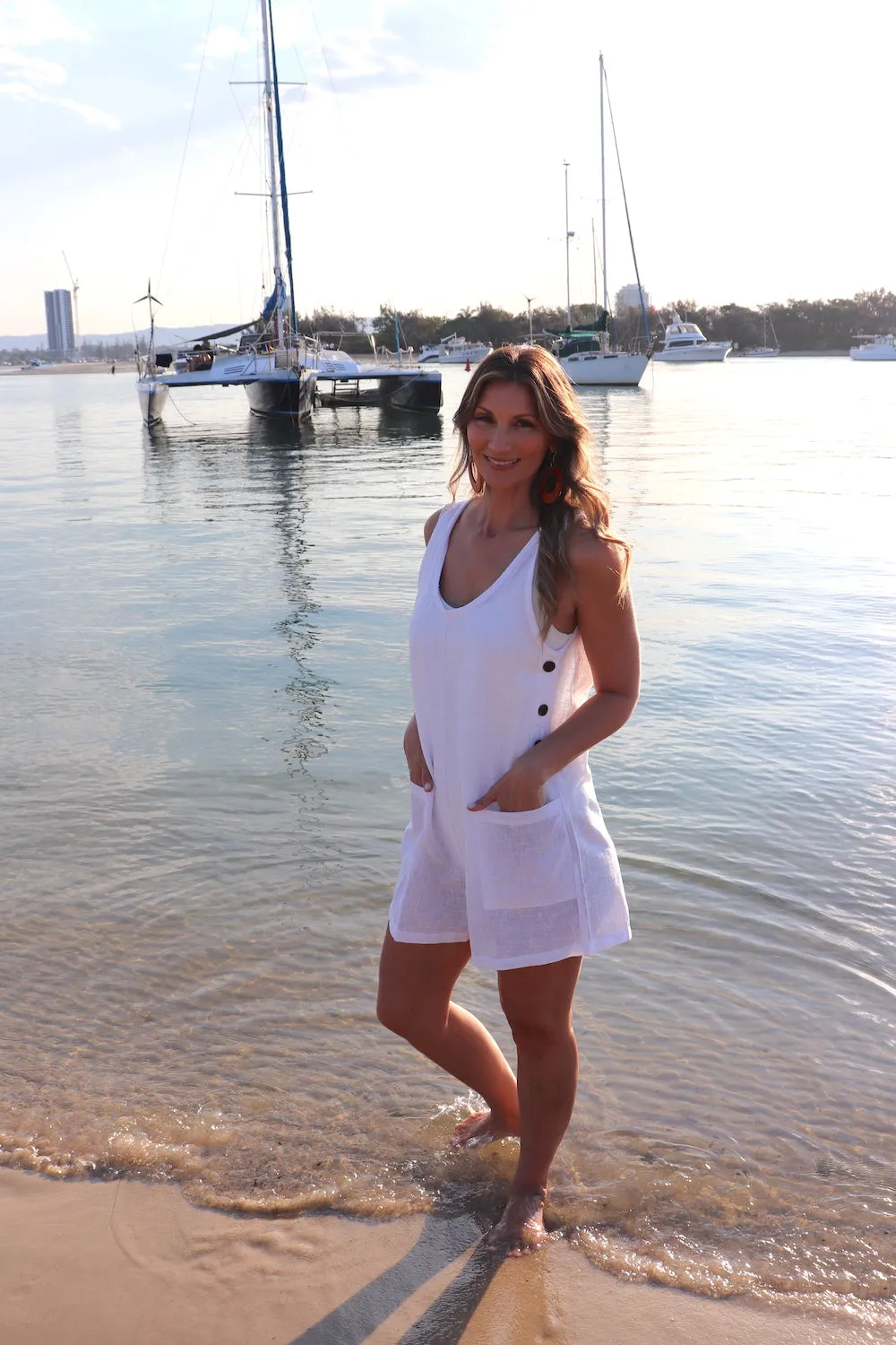 Paris Jumpsuit 100% Cotton In White