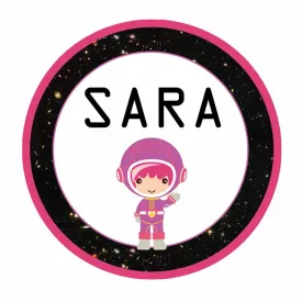 Personalised Astrogirl Waterproof Stickers (Round)